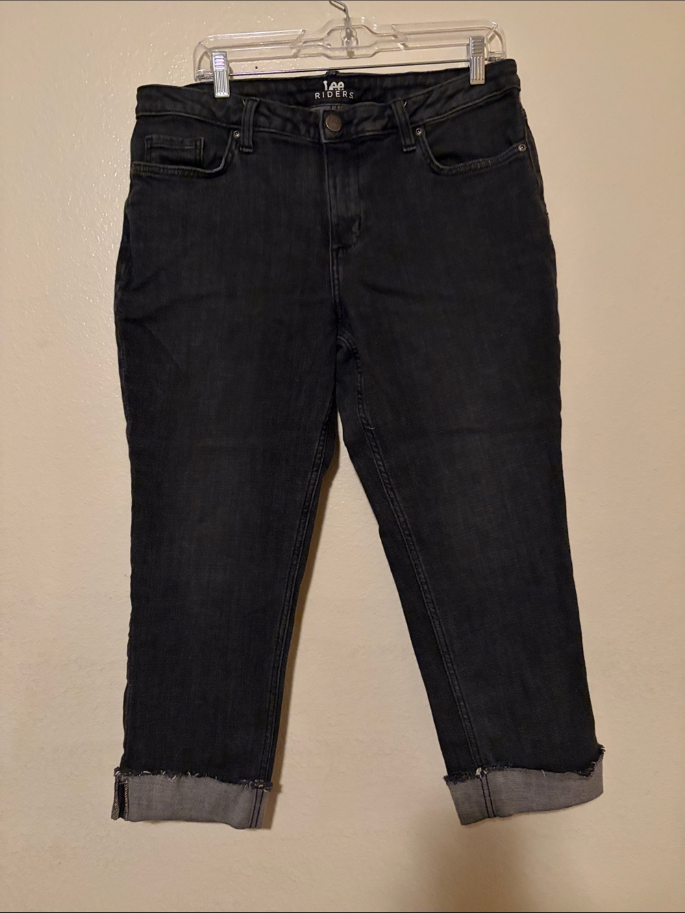 Riders by Lee Women's Black Cropped Jeans with Raw Cuff